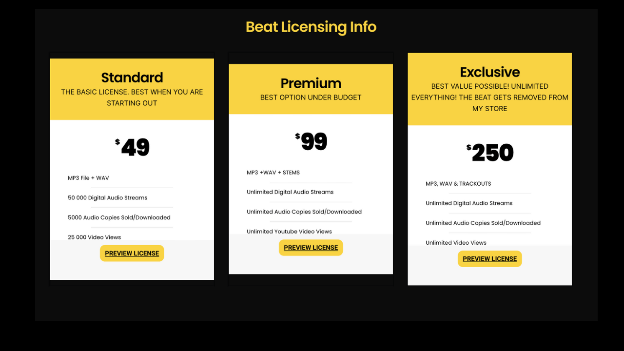a screenshot of a price list
